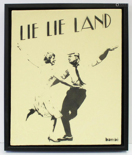 BAMBI Street Artist - Lie Lie Land (Yellow)