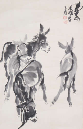 Chinese Painting Of Donkey - Huang Zhou
