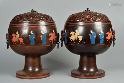 Chinese Pair Of Han Dynasty Lacquerware
