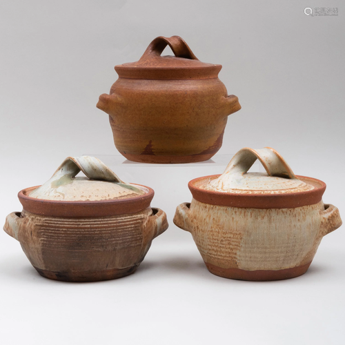 Three Karen Karnes Glazed Earthenware Tureens and