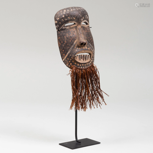 Bini Ndaaki Painted Wood and Reed Mask, Nigeria