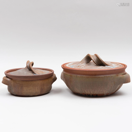 Two Karen Karnes Glazed Earthenware Tureens and Covers