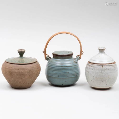 Group of Three Karen Karnes Glazed Earthenware Jars and