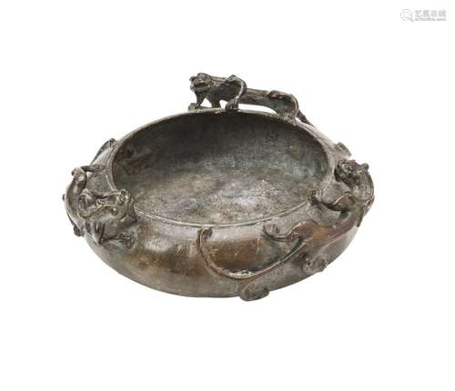 BRONZE 'THREE CHILONG' CENSER XUANDE  SIX CHRACTER M...