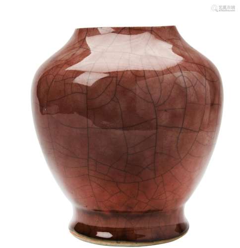 FLAMBE CRACKLE-GLAZE VASE QING DYNASTY 20cm high