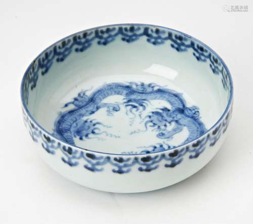 JAPANESE BLUE AND WHITE 'DRAGON' BOWL EDO PERIOD the...