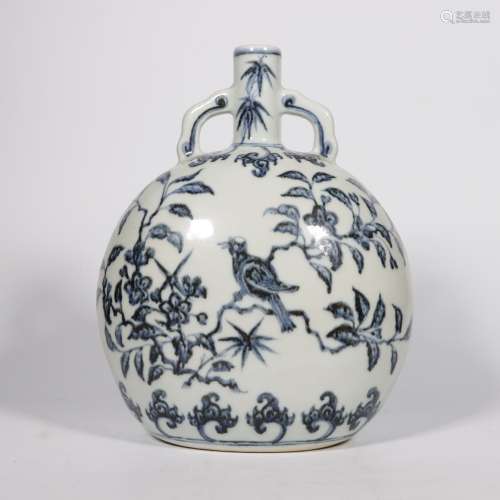 The Vase with the Pattern of Blue-and -white Flowers and Bir...