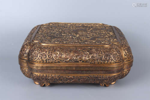 Bronze Gilt High Relief Study Box of Five Generations in the...