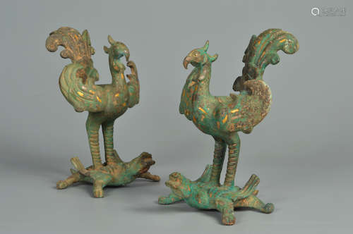 A Pair of Copper and Gold finches in the Western Zhou Dynast...