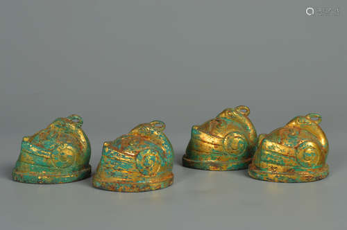 A Group of Copper Gilt Papper Set