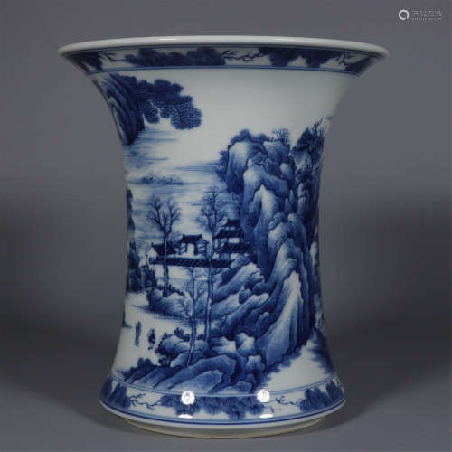 Blue-and-white Flower Pot with the Pattern of Character and ...