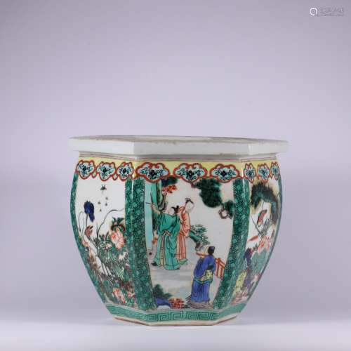 Colorful Six-party Pot with the Pattern of Figures and flowe...
