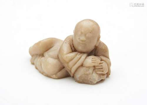 THREE SOAPSTONE CARVINGS LATE QING DYNASTY comprising a '...