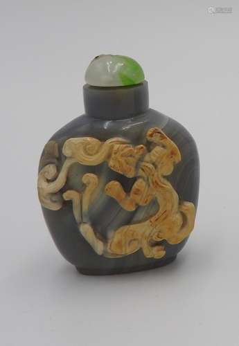 CARVED AGATE SNUFF BOTTLE QING DYNASTY, 19TH CENTURY carved ...