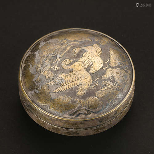 SILVER GILT POWDER BOX, TANG DYNASTY, CHINA