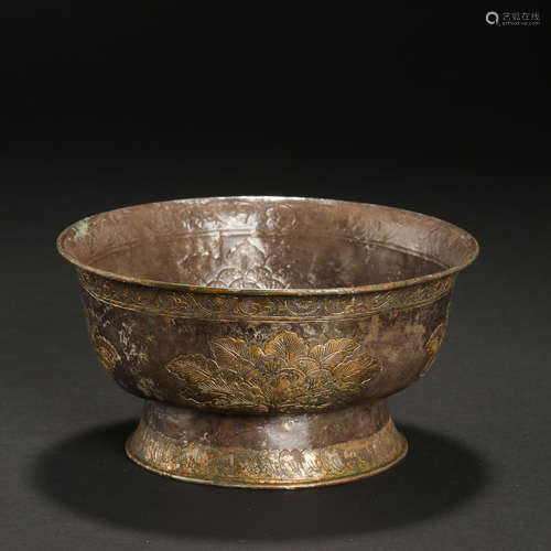 CHINESE GILT SILVER CUP, TANG DYNASTY