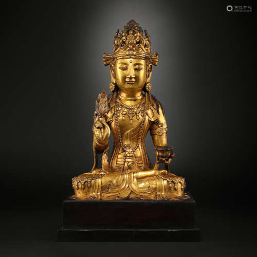 SEATED GILT BRONZE BUDDHA, 6TH to 8TH CENTURY, DALI