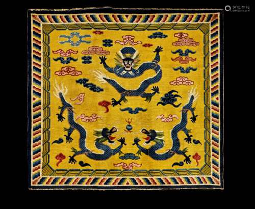 CHINESE QING DYNASTY TAPESTRY, THREE DRAGON PATTERN