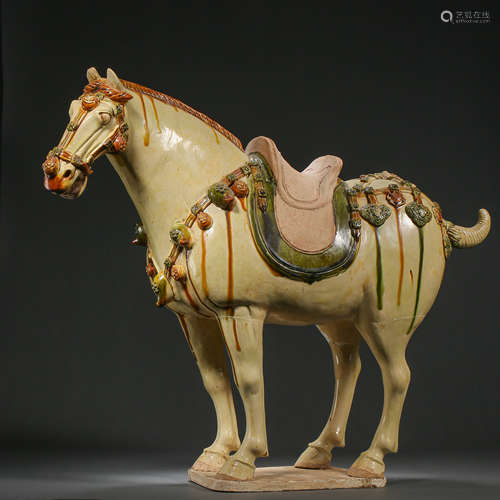 TANG TRI COLOR GLAZED CERAMICS HORSE, TANG DYNASTY, CHINA