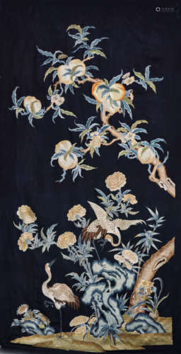 CHINESE EMBROIDERY HANGING SCREEN, QING DYNASTY