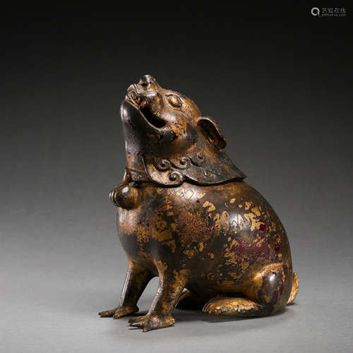 BRONZE BEAST SHAPED INCENSE BURNER, QING DYNASTY, CHINA