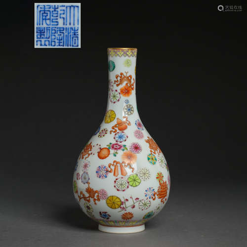 WUCAI PORCELAIN VASE, QIANLONG PERIOD , CHINA