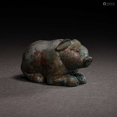 CHINESE HAN DYNASTY BRONZE PIG