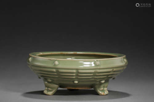 LONGQUAN WARE CELADON EIGHT DIAGRAMS THREE LEGGED FURNACE, S...