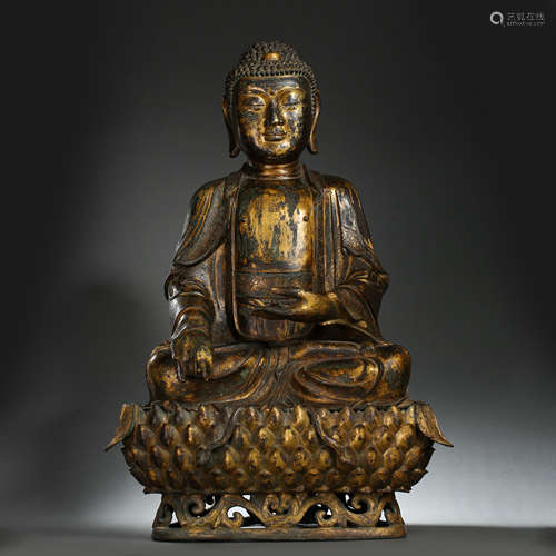 SEATED GILT BRONZE BUDDHA, MING DYNASTY, CHINA