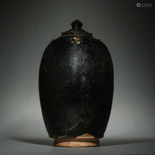 CI ZHOU WARE BLACK GLAZE LID JAR, NORTHERN SONG DYNASTY, CHI...