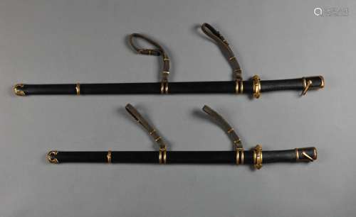 A SET OF LARGE LACQUER SCABBARD SWORDS, QING DYNASTY, CHINA