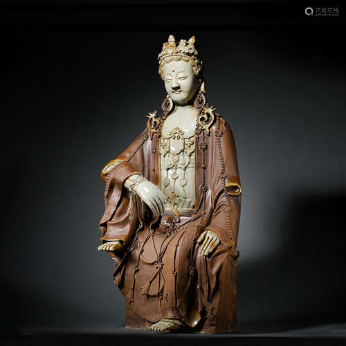 HUTIAN WARE SEATED GUANYIN, YUAN DYNASTY, CHINA