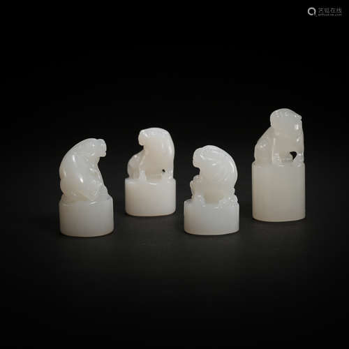 A SET OF HETIAN JADE SEALS, QING DYNASTY, CHINA