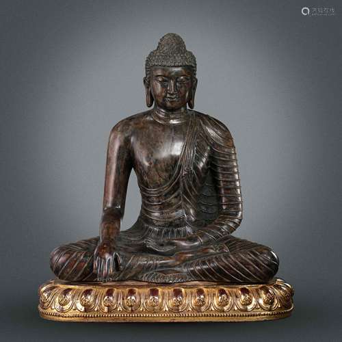 SEATED AGARWOOD BUDDHA , QING DYNASTY, CHINA