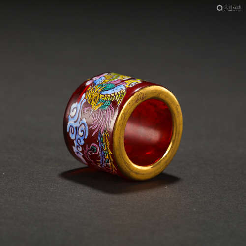 CHINESE GLASSWARE THUMB RING, QING DYNASTY