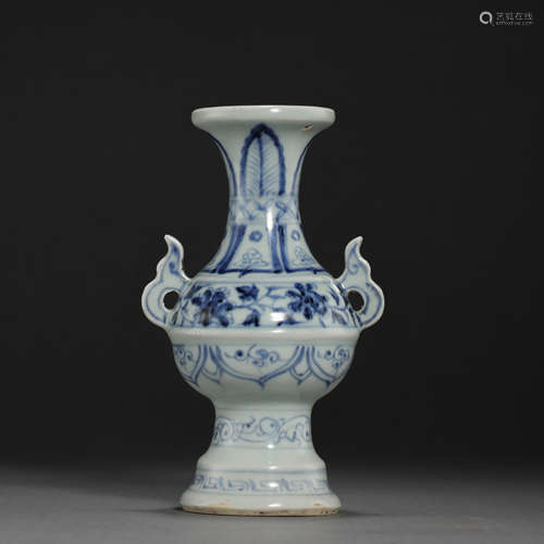 BLUE AND WHITE AMPHORA, YUAN DYNASTY, CHINA