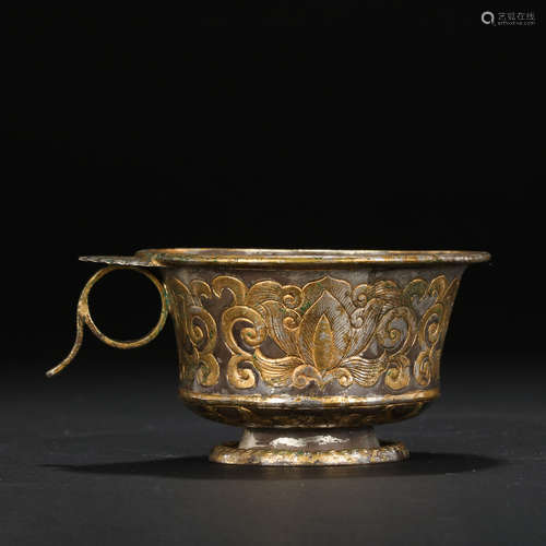 SILVER GILT CUP, TANG DYNASTY, CHINA