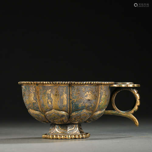 SILVER GILT CUP, TANG DYNASTY, CHINA