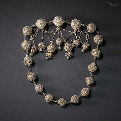 CHINA QING DYNASTY SILVER NECKLACE