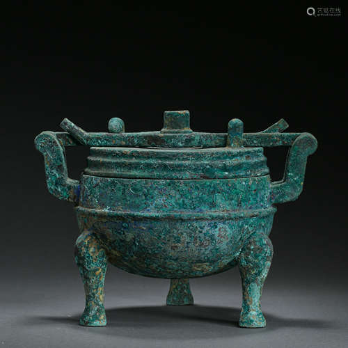 CHINESE BRONZE TRIPOD LAMP, WARRING STATES PERIOD