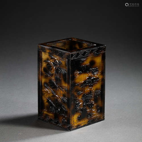 TORTOISESHELL PEN HOLDER, QING DYNASTY, CHINA