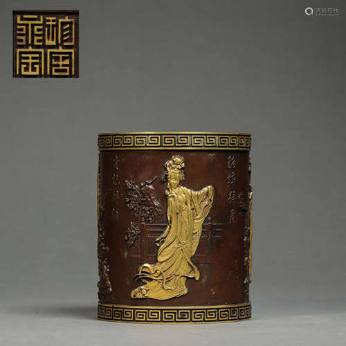 COPPER PEN HOLDER, QING DYNASTY, CHINA