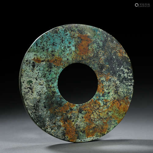 CHINESE TURQUOISE JADE BI, QIJIA CULTURE