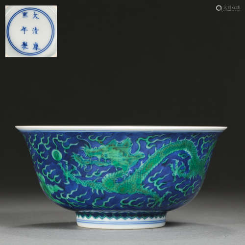 CHINESE DRAGON BOWL, KANGXI PERIOD, QING DYNASTY