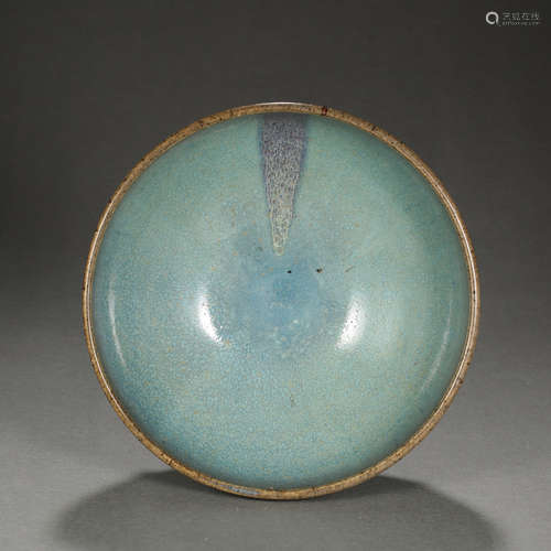 CHINA'S JIN DYNASTY JUN WARE SKY BLUE GLAZE HANGING RED LARG...