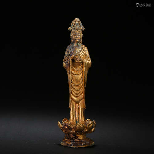 GILT BRONZE STANDING BUDDHA STATUE, LIAO DYNASTY, CHINA