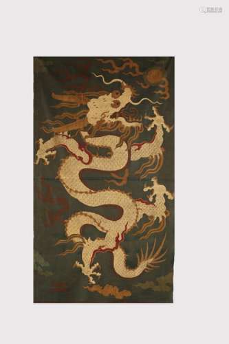 Kesi with blue dragon pattern in Qing Dynasty