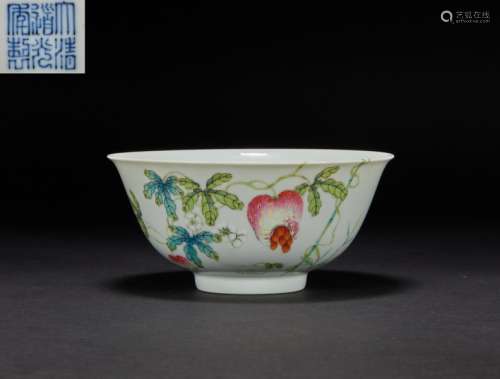 Famille Rose Peach Flower Bowl Qing Dynasty