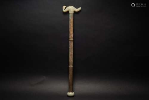 Hetian Jade and Silver Crutches Liao Dynasty