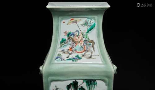 Square bottle with colorful figures in Ming Dynasty